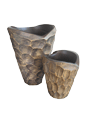 Funnel-Diamond hard carving Vase,Scrubbed black